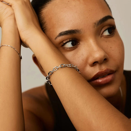 Square Paperclip Chain Bracelet | Platinum Plated Bracelets Missoma 
