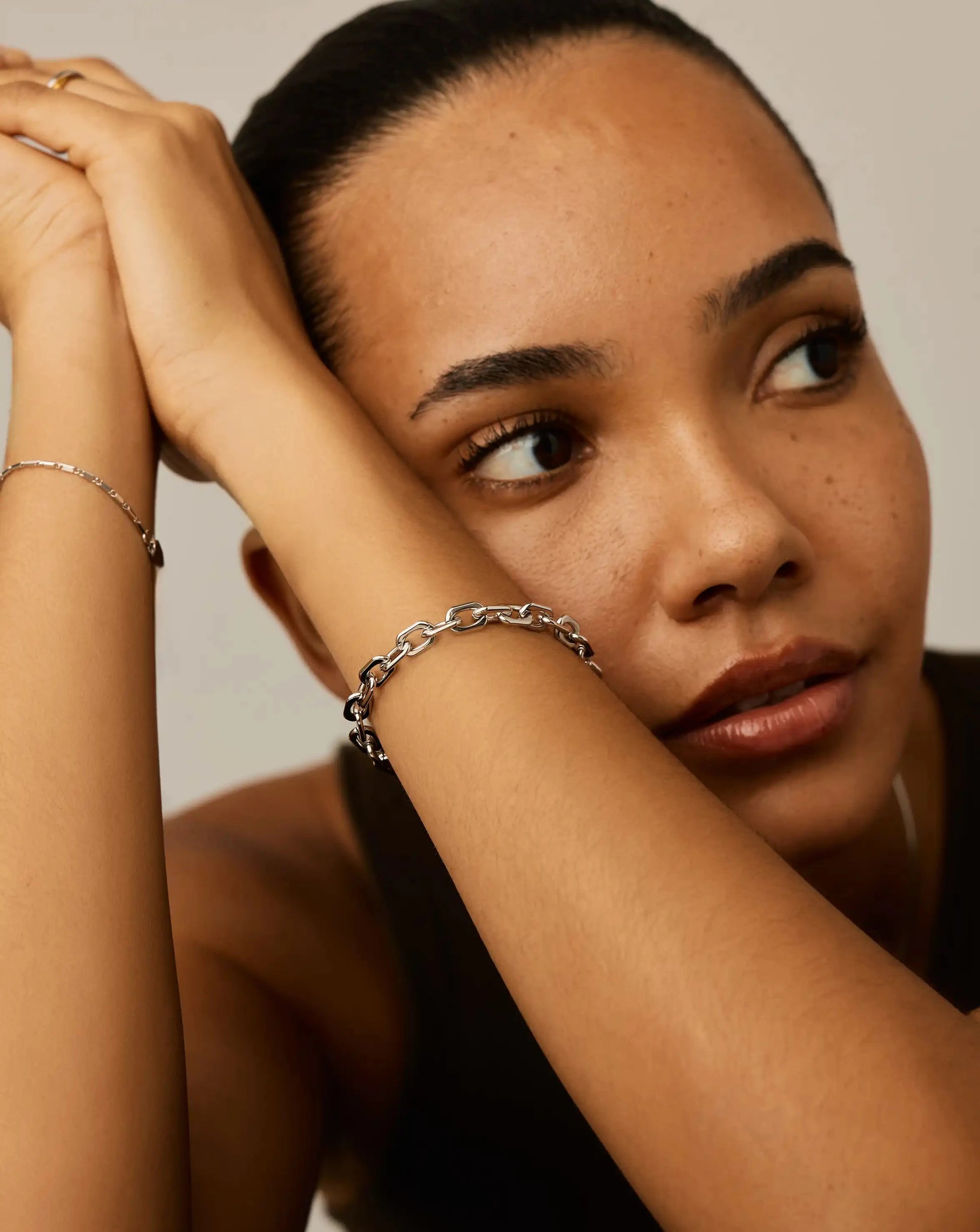 Square Paperclip Chain Bracelet | Platinum Plated Bracelets Missoma 