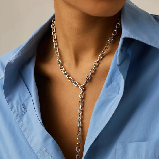 Square Paperclip Chain Necklace | Platinum Plated Necklaces Missoma 
