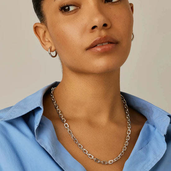 Square Paperclip Chain Necklace | Platinum Plated Necklaces Missoma 