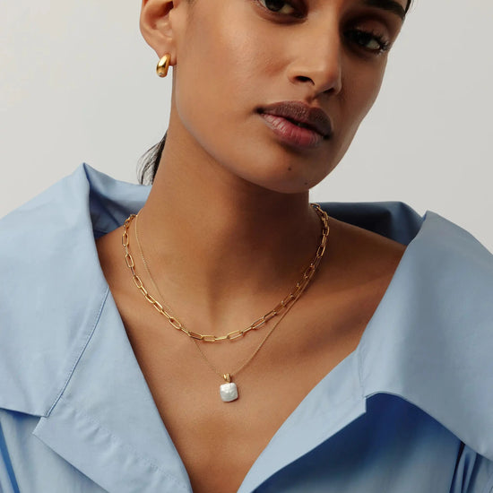 Square Pearl Baya Pendant Necklace | 18k Gold Vermeil/Pearl Necklaces Missoma 