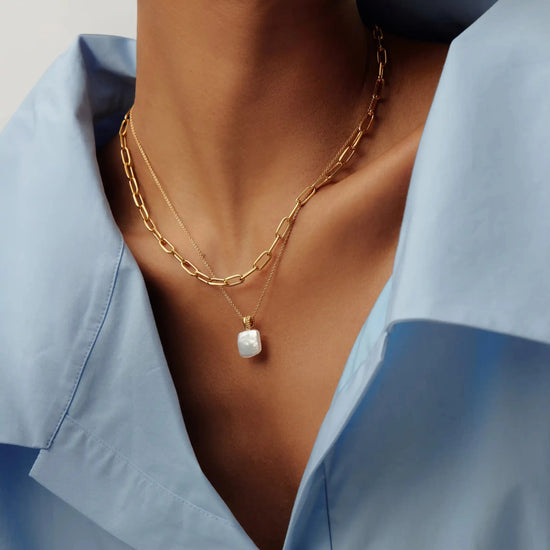 Square Pearl Baya Pendant Necklace | 18k Gold Vermeil/Pearl Necklaces Missoma 