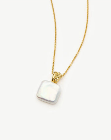 Square Pearl Baya Pendant Necklace | 18k Gold Vermeil/Pearl Necklaces Missoma 