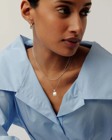 Square Pearl Baya Pendant Necklace | Sterling Silver/Pearl Necklaces Missoma 