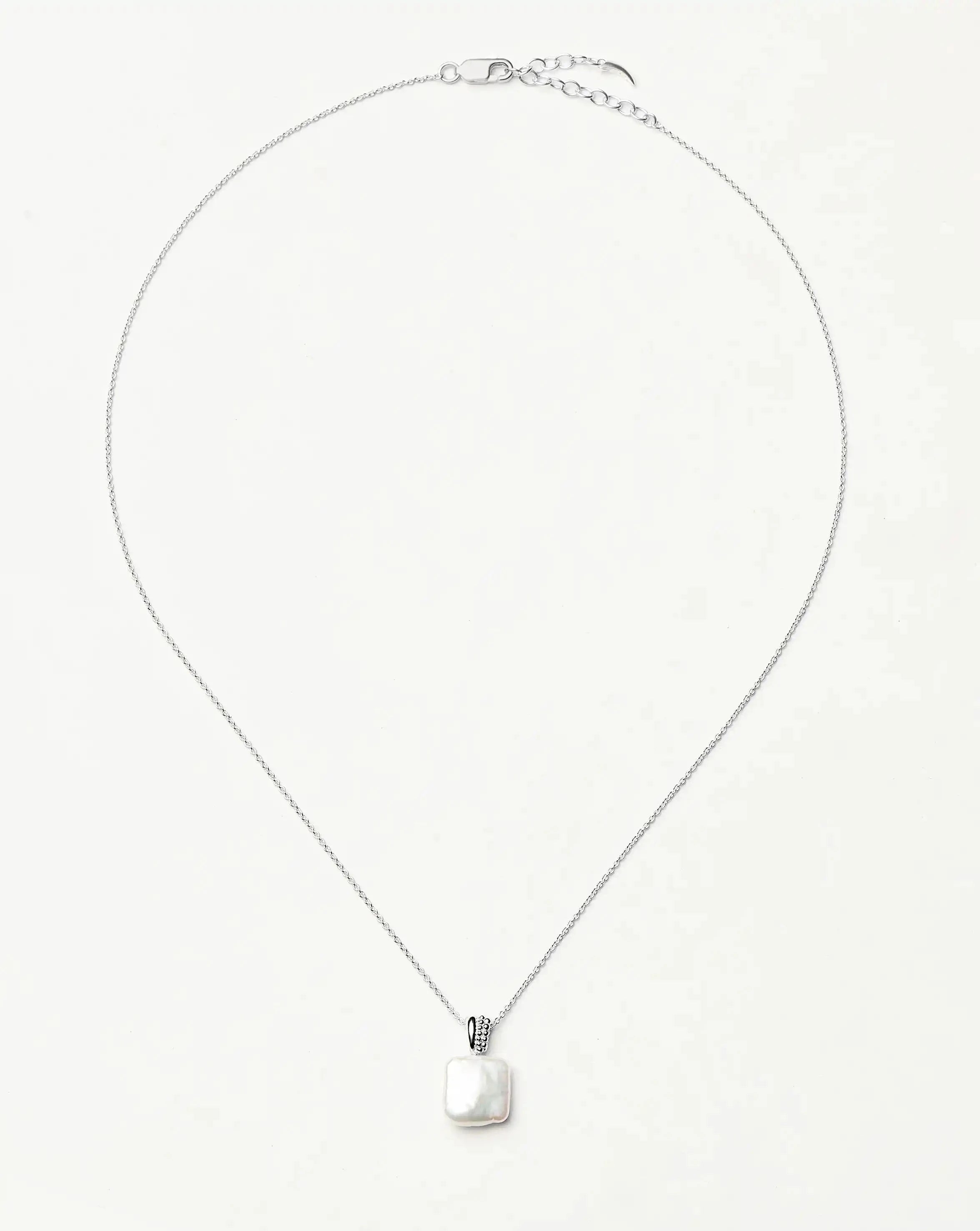 Square Pearl Baya Pendant Necklace | Sterling Silver/Pearl Necklaces Missoma 