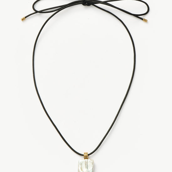 Square Pearl Pendant Cord Necklace | 18k Gold Plated Vermeil/Pearl Necklaces Missoma 