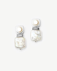 Square Pearl Small Stud Earrings | Silver Plated Missoma 