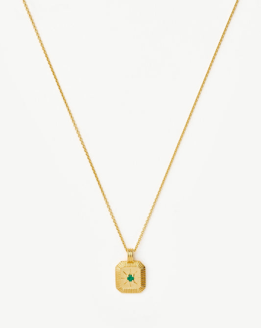 Star Ridge Birthstone Pendant Necklace | 18k Gold Vermeil/Dyed Green Chalcedony Necklaces Missoma 