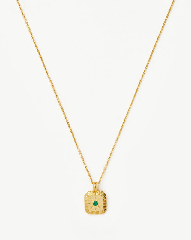 May Birthstone Pendant Necklace | 18k Gold Vermeil/Green Onyx