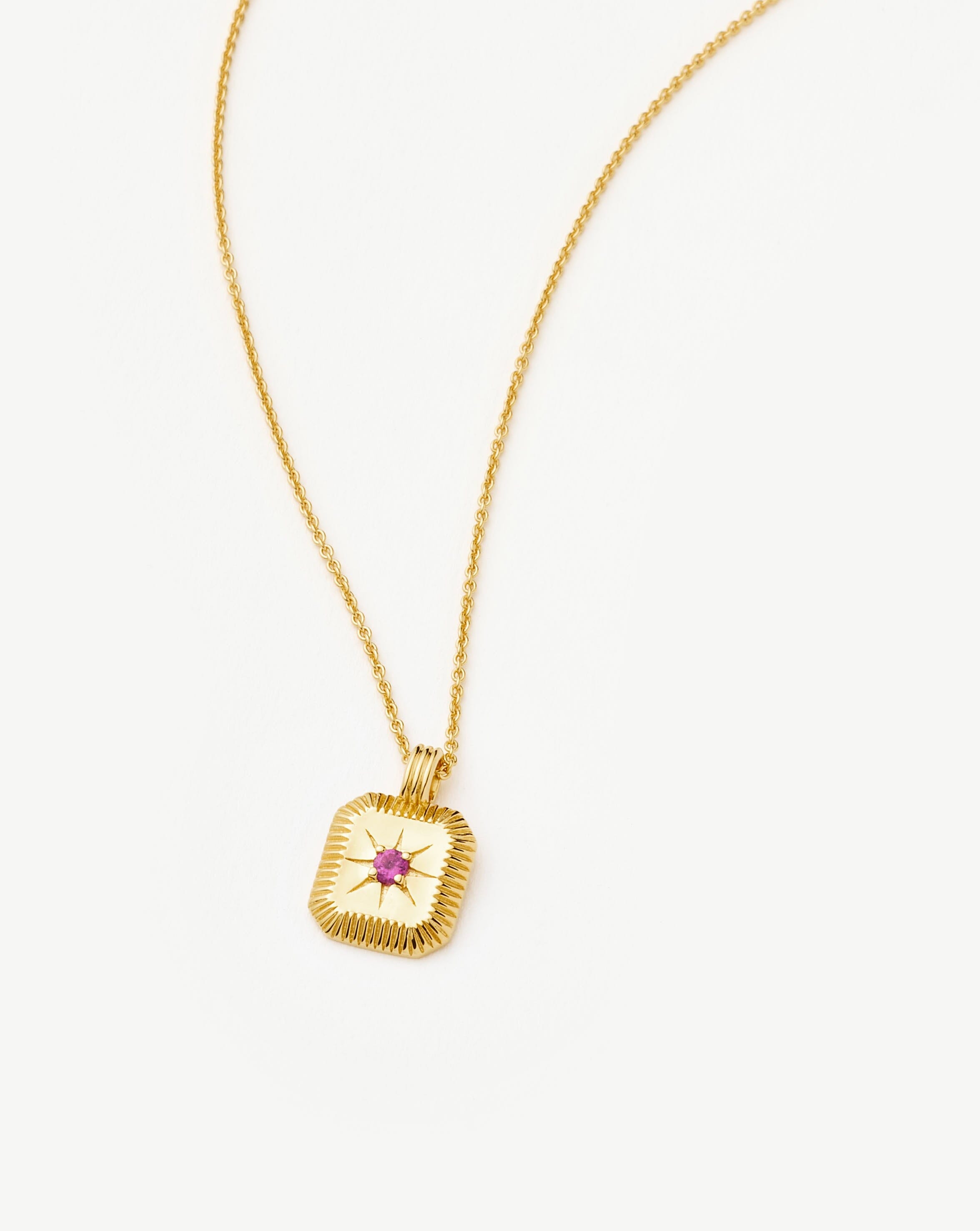 Star Ridge Birthstone Pendant Necklace | 18k Gold Vermeil/Pink Tourmaline Necklaces Missoma 