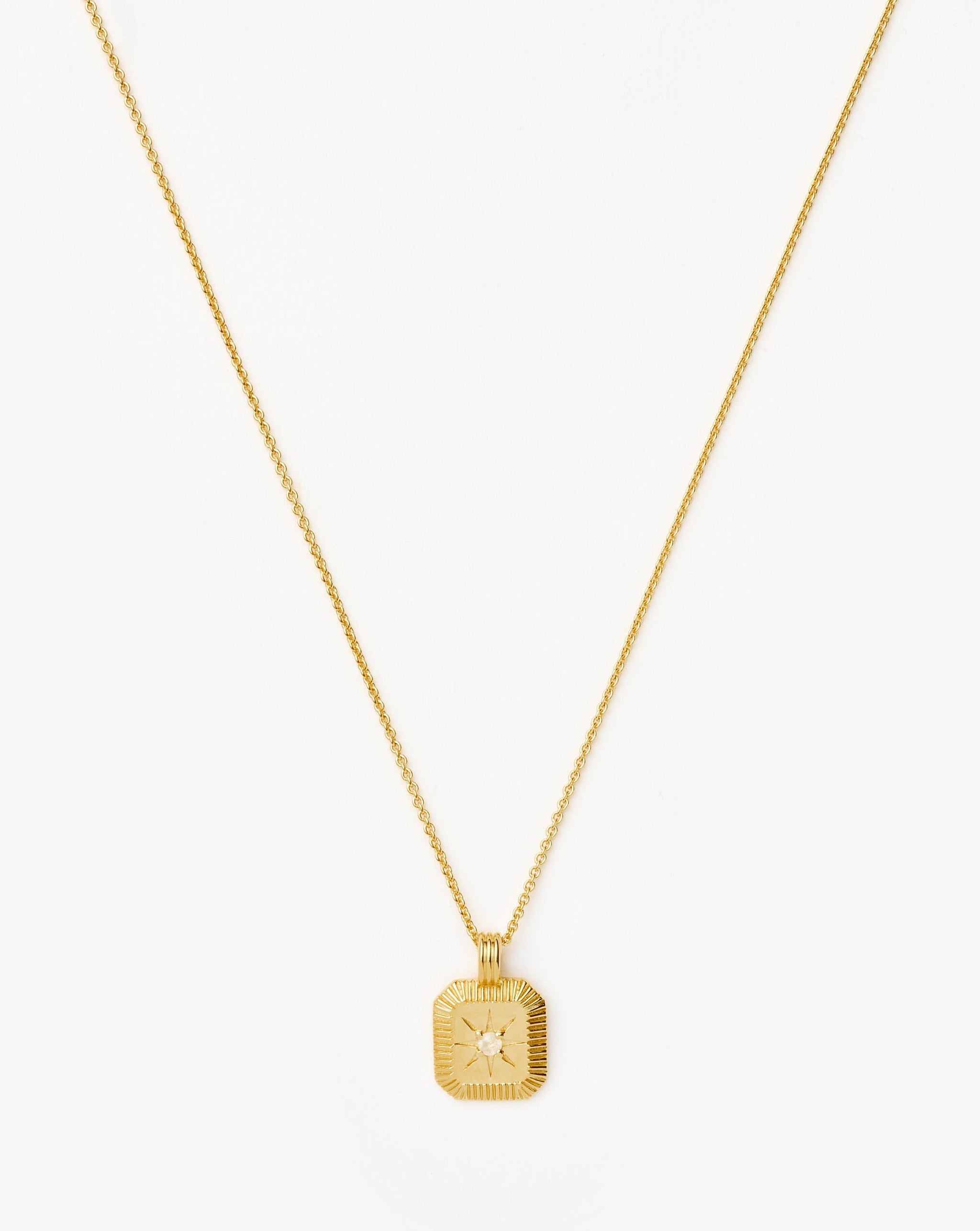 Star Ridge Birthstone Pendant Necklace | 18k Gold Vermeil/Rainbow Moonstone Necklaces Missoma 