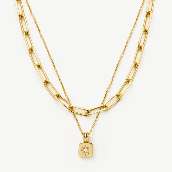 Star Ridge & Paperclip Chain Necklace Set | 18k Gold Vermeil Cubic Zirconia Necklaces Missoma 