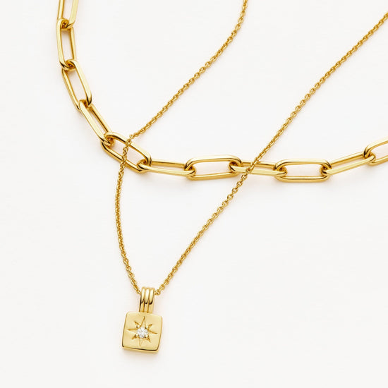 Star Ridge & Paperclip Chain Necklace Set | 18k Gold Vermeil Cubic Zirconia Necklaces Missoma 