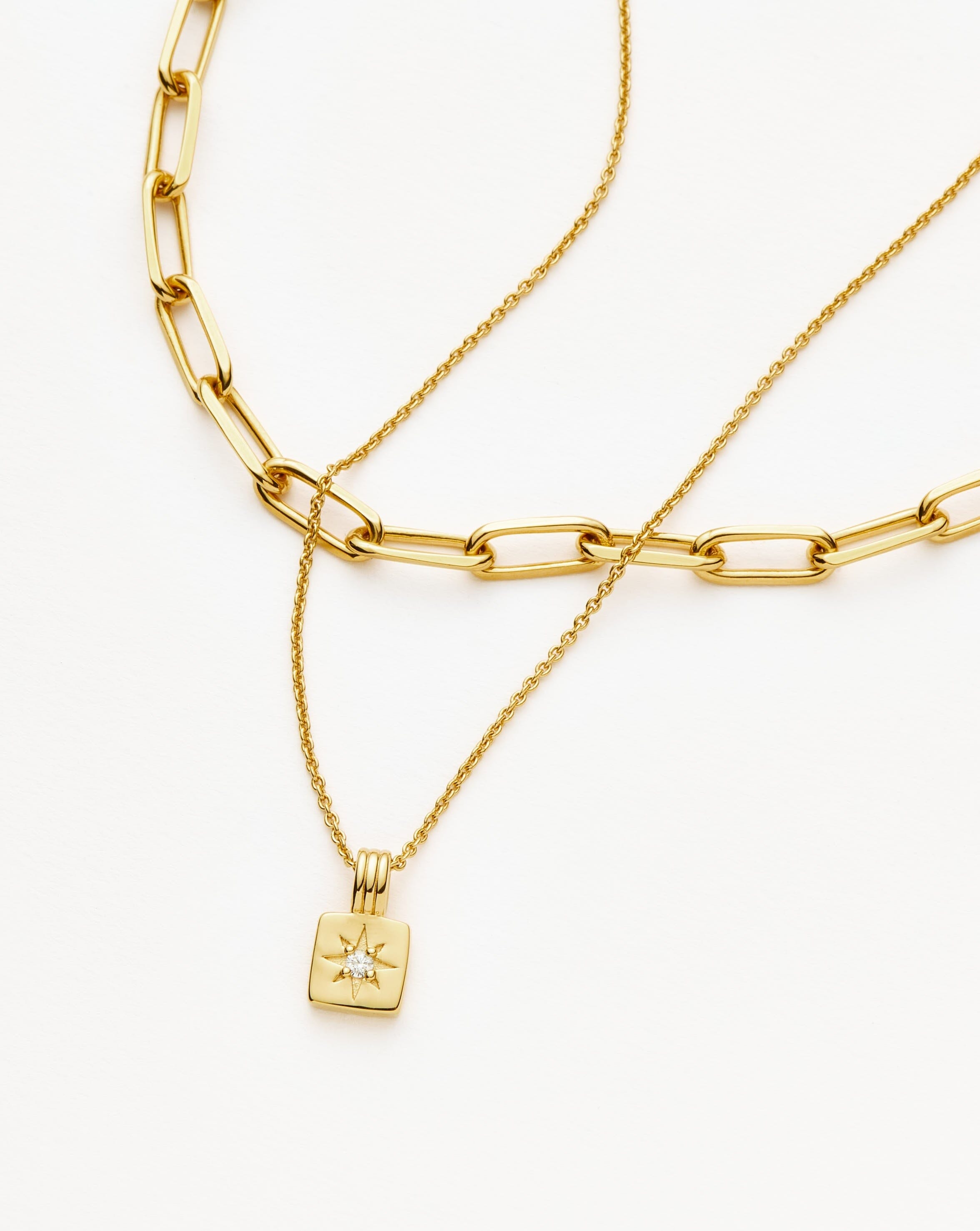 Star Ridge & Paperclip Chain Necklace Set | 18k Gold Vermeil Cubic Zirconia Necklaces Missoma 