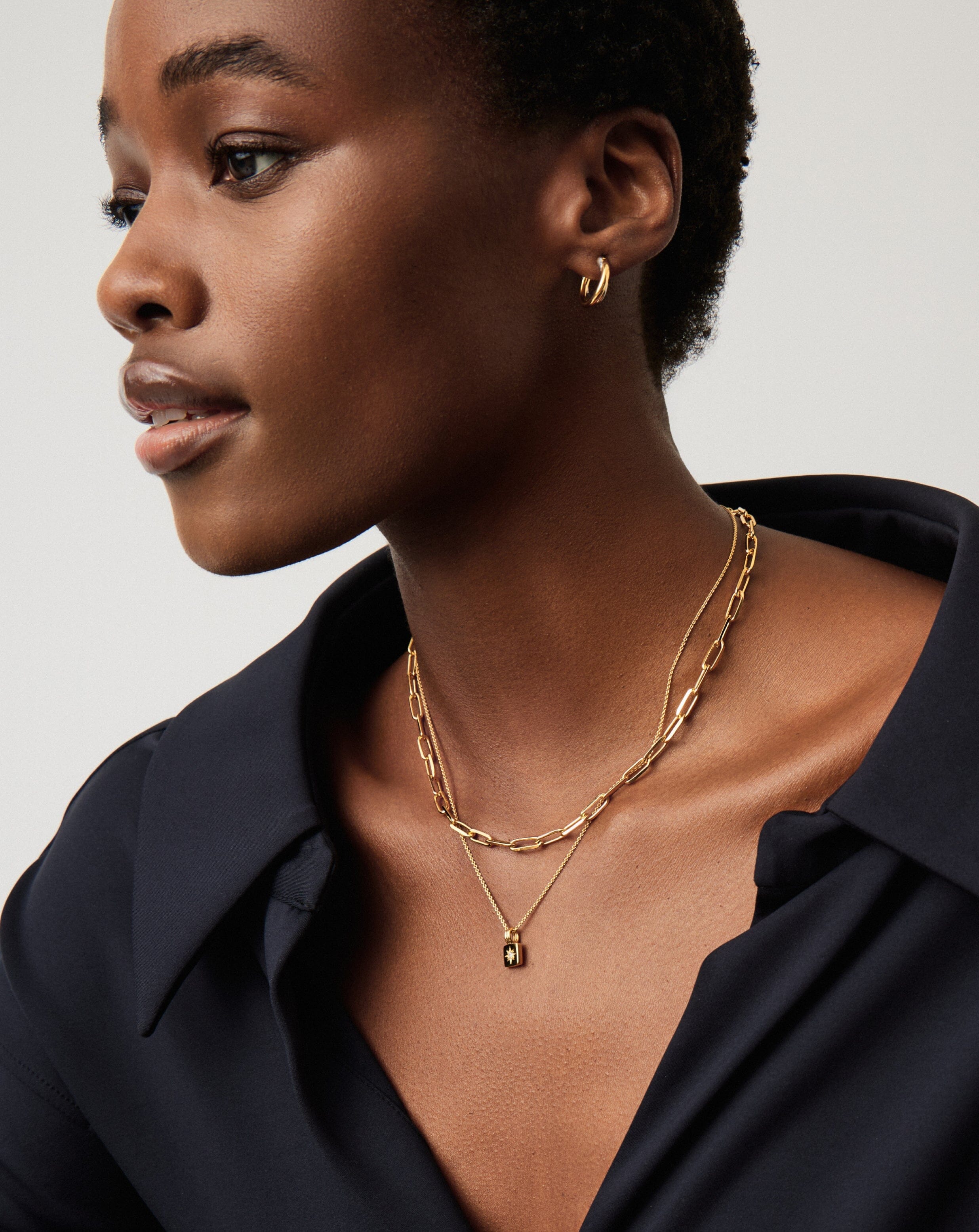 Star Ridge & Paperclip Chain Necklace Set | 18k Gold Vermeil Cubic Zirconia Necklaces Missoma 