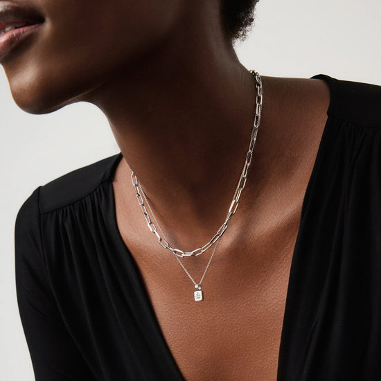 Star Ridge & Paperclip Chain Necklace Set | Silver Plated Cubic Zirconia Necklaces Missoma 