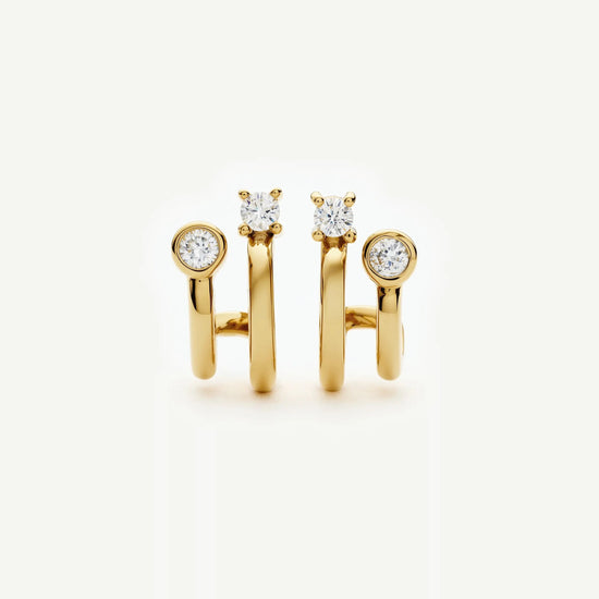 Stone Double Huggie Earrings | 18k Gold Plated/Cubic Zirconia Earrings Missoma 