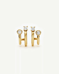 Stone Double Huggie Earrings | 18k Gold Plated/Cubic Zirconia Earrings Missoma 