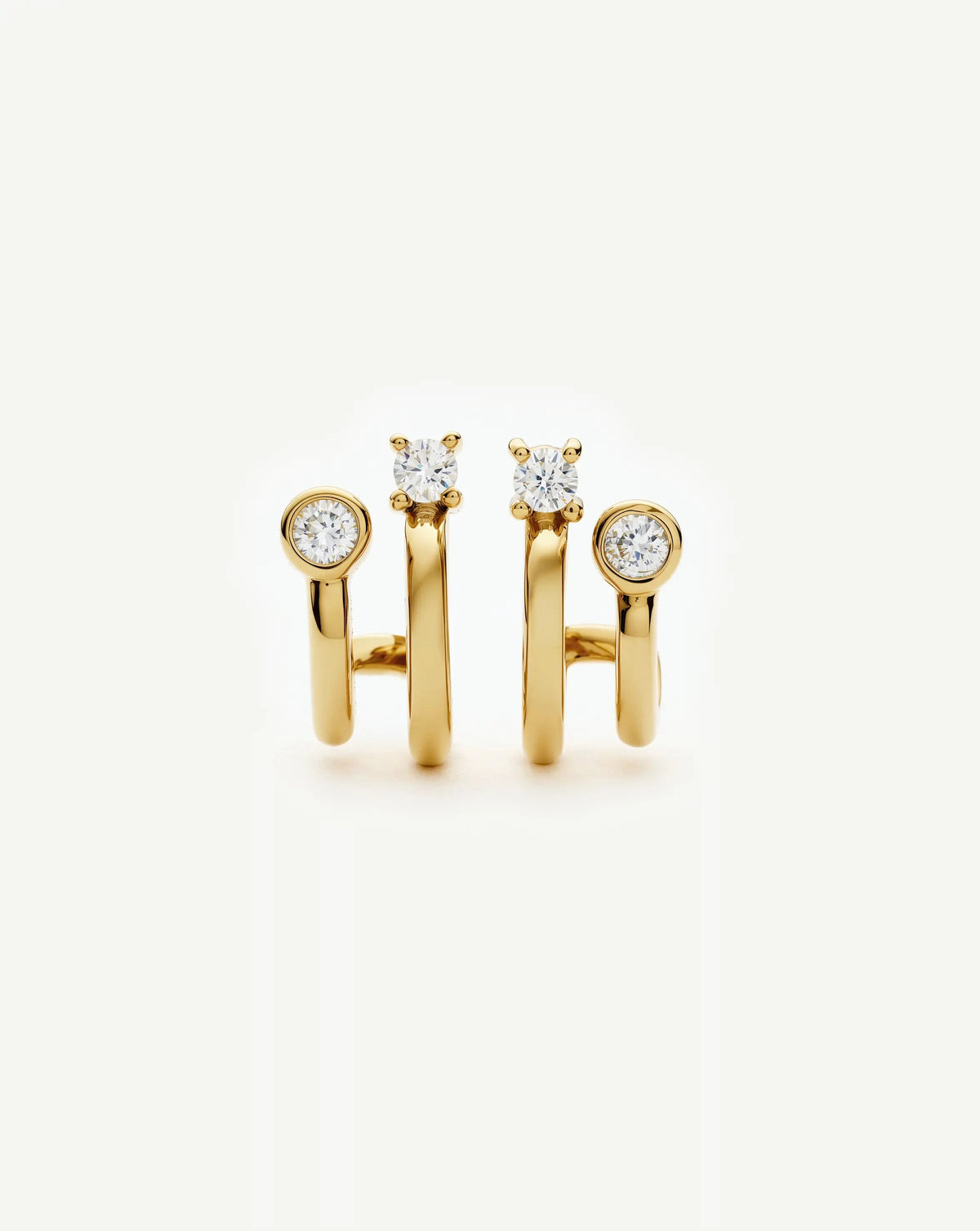 Stone Double Huggie Earrings | 18k Gold Plated/Cubic Zirconia Earrings Missoma 