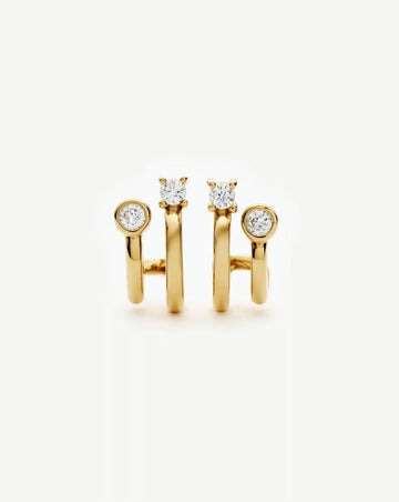 Stone Double Huggie Earrings | 18k Gold Plated/Cubic Zirconia Earrings Missoma 