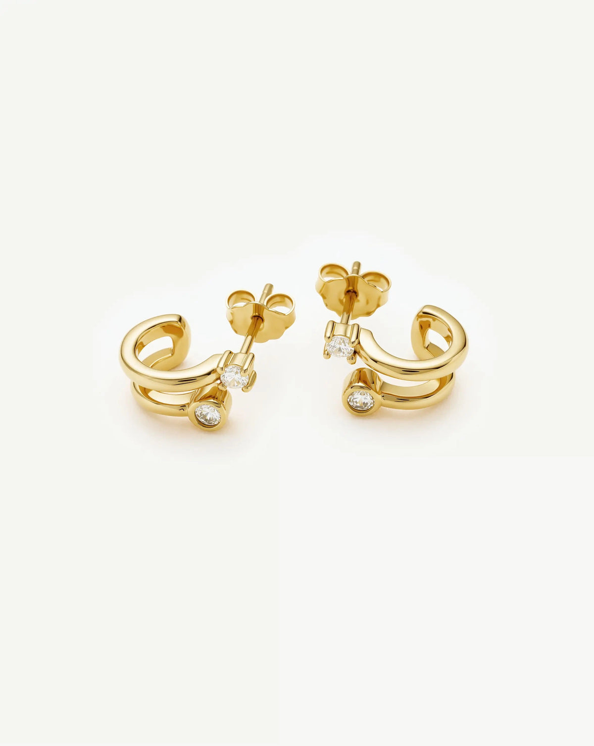 Stone Double Huggie Earrings | 18k Gold Plated/Cubic Zirconia Earrings Missoma 