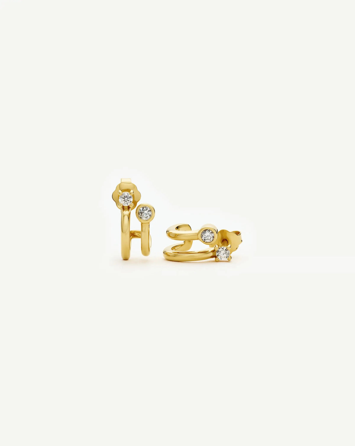 Stone Double Huggie Earrings | 18k Gold Plated/Cubic Zirconia Earrings Missoma 