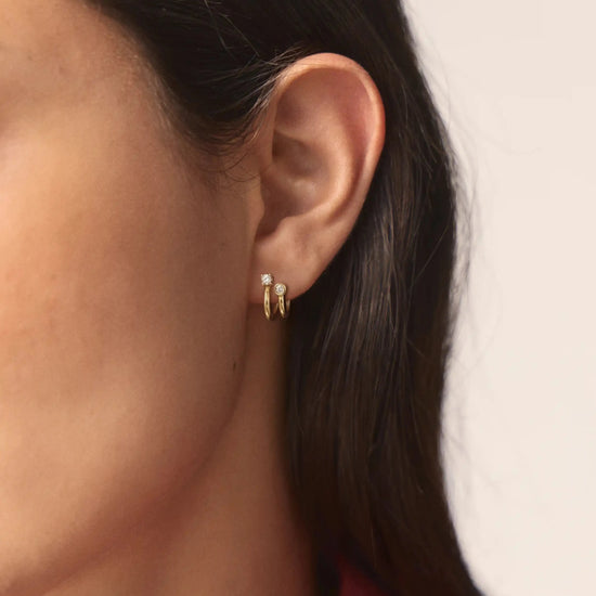 Stone Double Huggie Earrings | 18k Gold Plated/Cubic Zirconia Earrings Missoma 