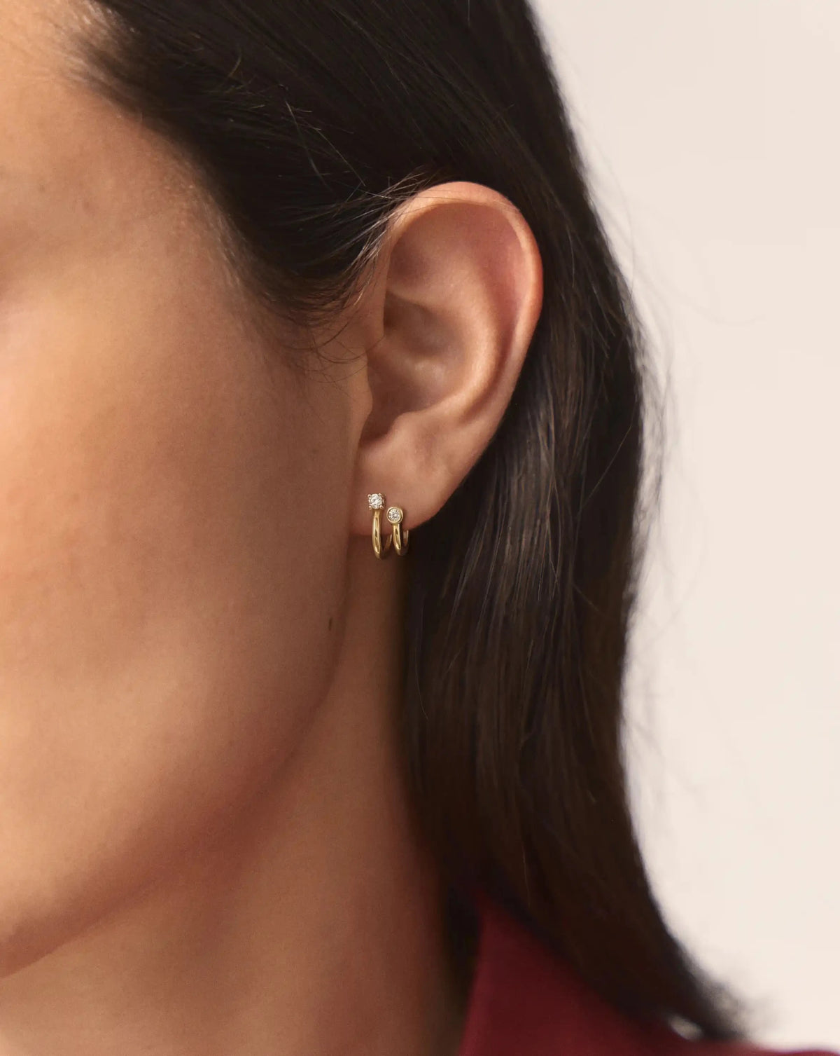 Stone Double Huggie Earrings | 18k Gold Plated/Cubic Zirconia Earrings Missoma 