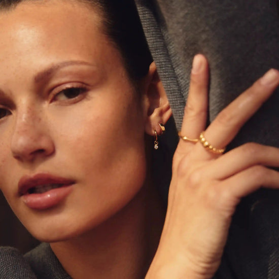 Tennis Charm Mini Hoop Earrings | 18k Gold Vermeil/Cubic Zirconia Earrings Missoma 