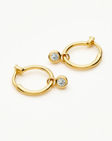 Tennis Charm Mini Hoop Earrings | 18k Gold Vermeil/Cubic Zirconia