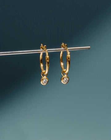 Tennis Charm Mini Hoop Earrings | 18k Gold Vermeil/Cubic Zirconia Earrings Missoma 