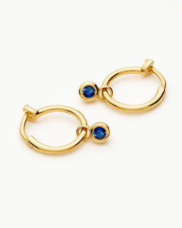 Tennis Charm Mini Hoop Earrings | 18k Gold Vermeil/Sapphire Blue Nano-crystal Earrings Missoma 