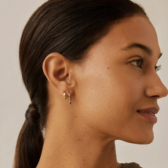 Tennis Charm Mini Hoop Earrings | 18k Gold Vermeil/Sapphire Blue Nano-crystal Earrings Missoma 
