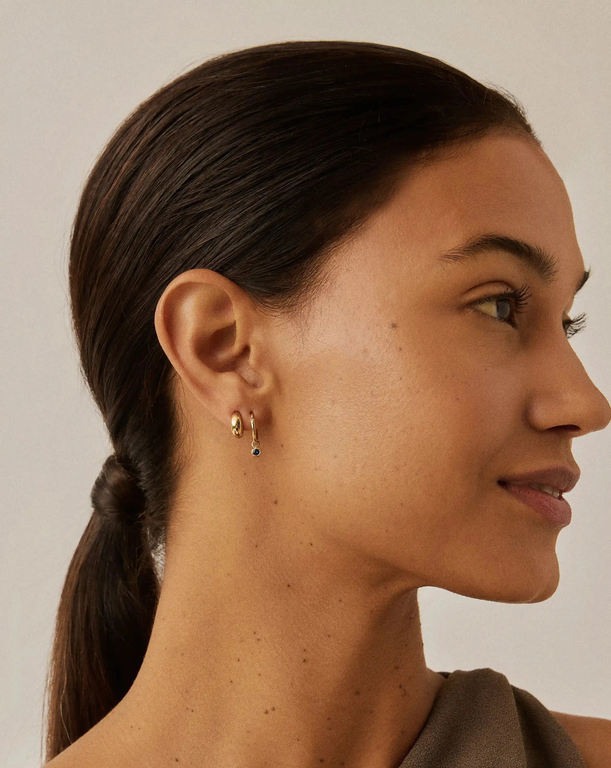 Tennis Charm Mini Hoop Earrings | 18k Gold Vermeil/Sapphire Blue Nano-crystal Earrings Missoma 