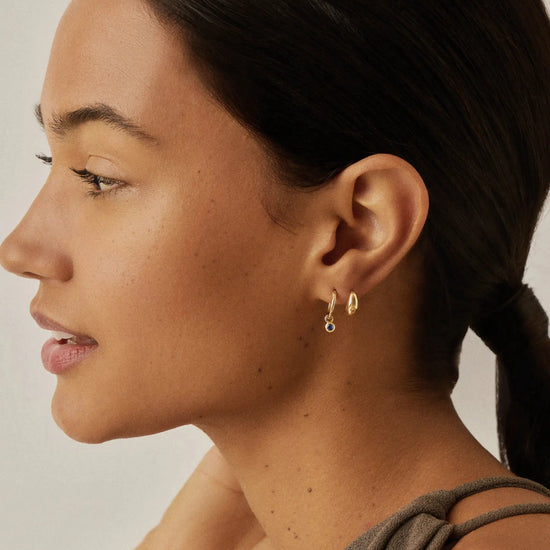 Tennis Charm Mini Hoop Earrings | 18k Gold Vermeil/Sapphire Blue Nano-crystal Earrings Missoma 