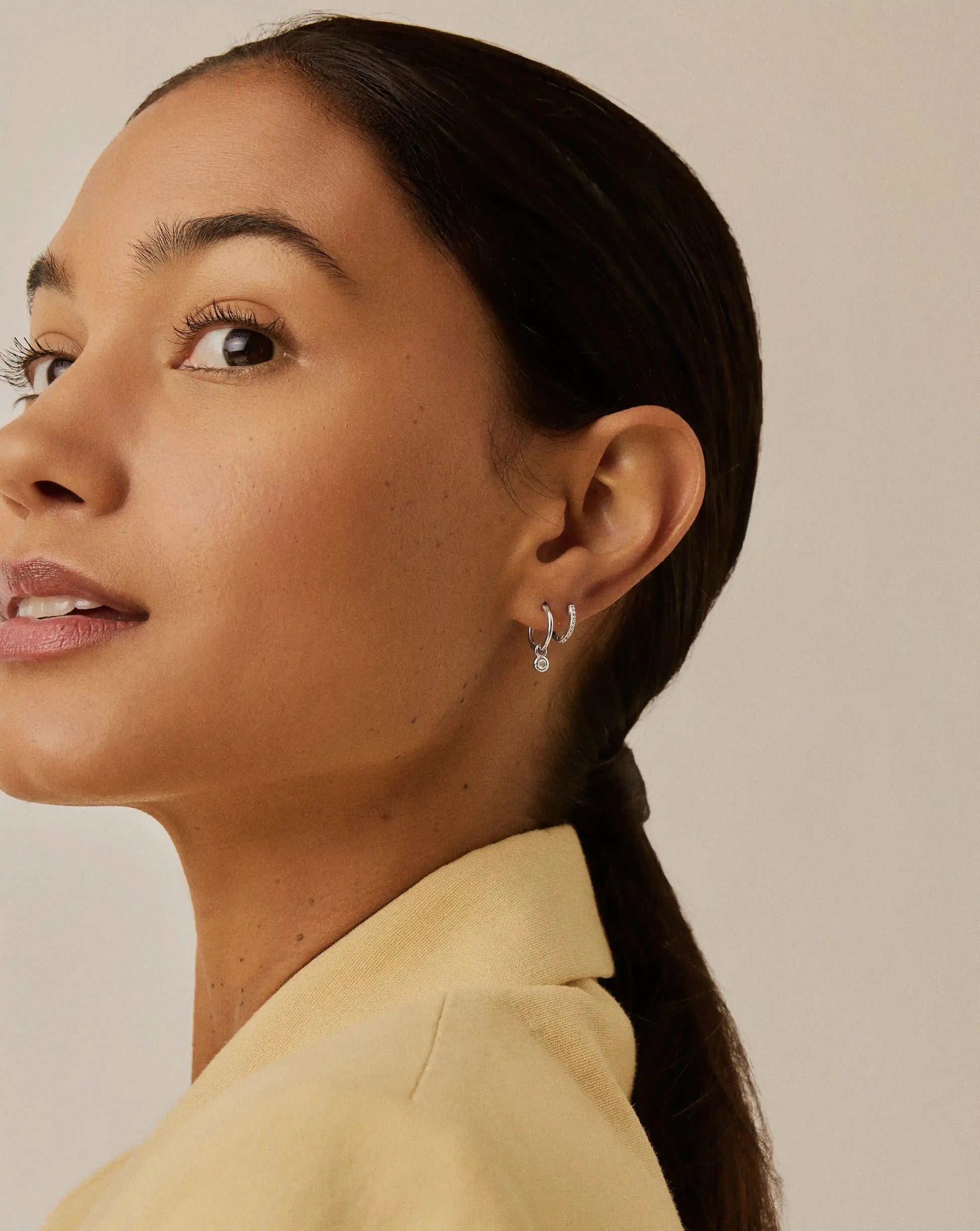 Tennis Charm Mini Hoop Earrings | Sterling Silver/Cubic Zirconia Earrings Missoma 