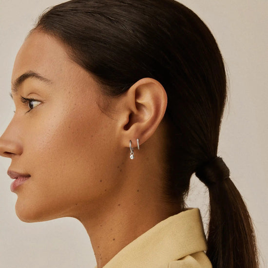 Tennis Charm Mini Hoop Earrings | Sterling Silver/Cubic Zirconia Earrings Missoma 