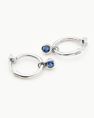 Tennis Charm Mini Hoop Earrings | Sterling Silver/Sapphire Blue Nano-crystal Earrings Missoma 