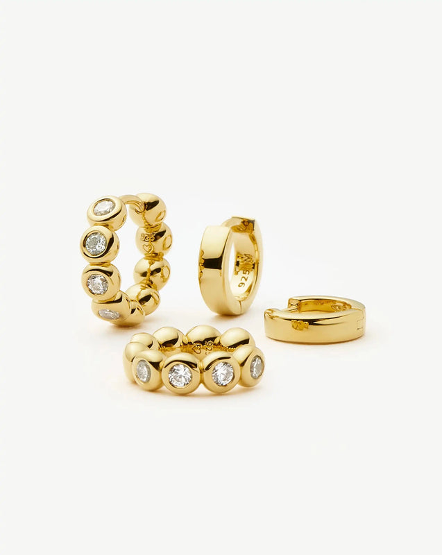 Tennis & Chubby Hoop Earring Set | 18k Gold Vermeil