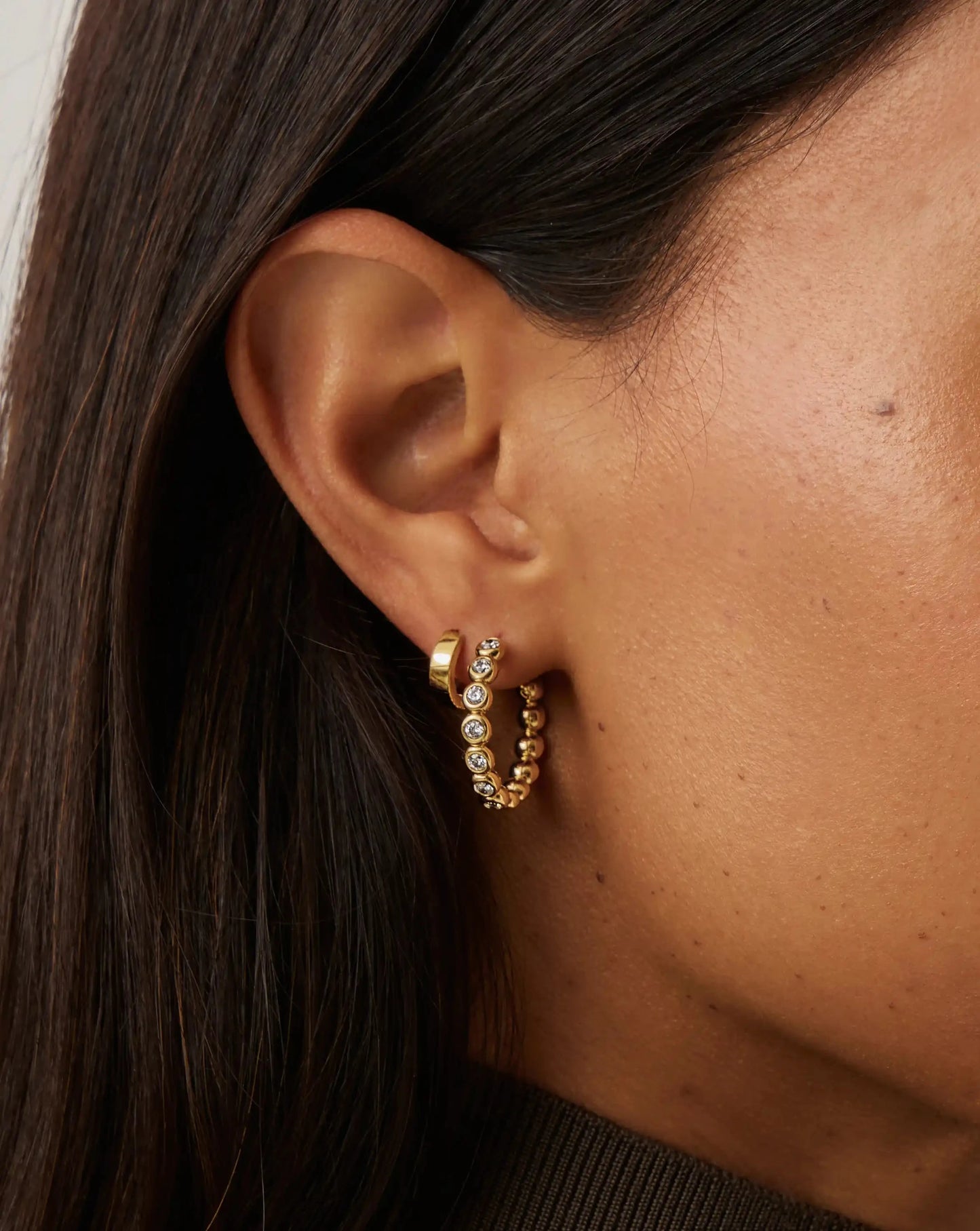 Tennis Classic Hoop Earrings | 18k Gold Plated/Cubic Zirconia Earrings Missoma 