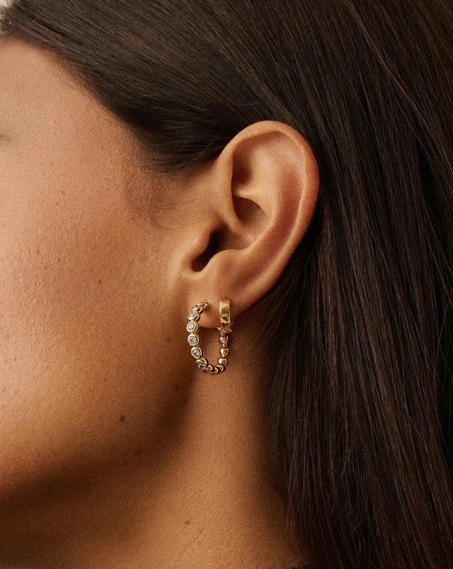 Tennis Classic Hoop Earrings | 18k Gold Plated/Cubic Zirconia Earrings Missoma 