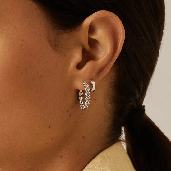 Tennis Classic Hoop Earrings | Silver Plated/Cubic Zirconia Earrings Missoma 