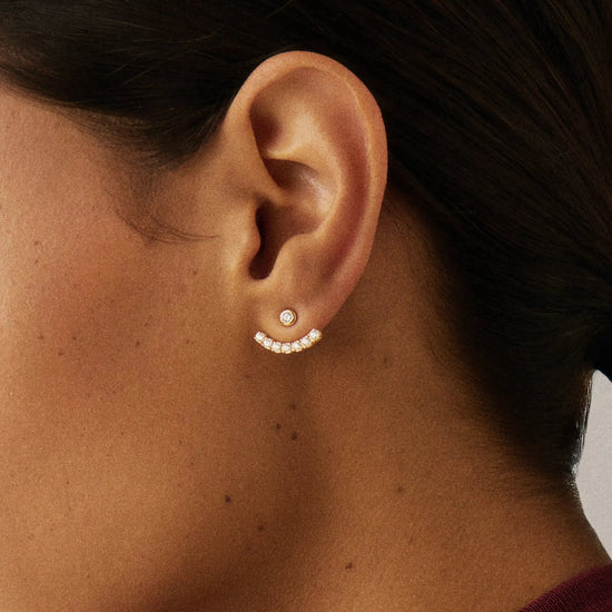 Tennis Ear Jacket Stud Earrings | 18k Gold Vermeil/Cubic Zirconia Earrings Missoma 