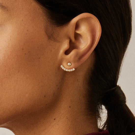 Tennis Ear Jacket Stud Earrings | 18k Gold Vermeil/Cubic Zirconia Earrings Missoma 
