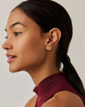 Tennis Ear Jacket Stud Earrings | 18k Gold Vermeil/Cubic Zirconia Earrings Missoma 