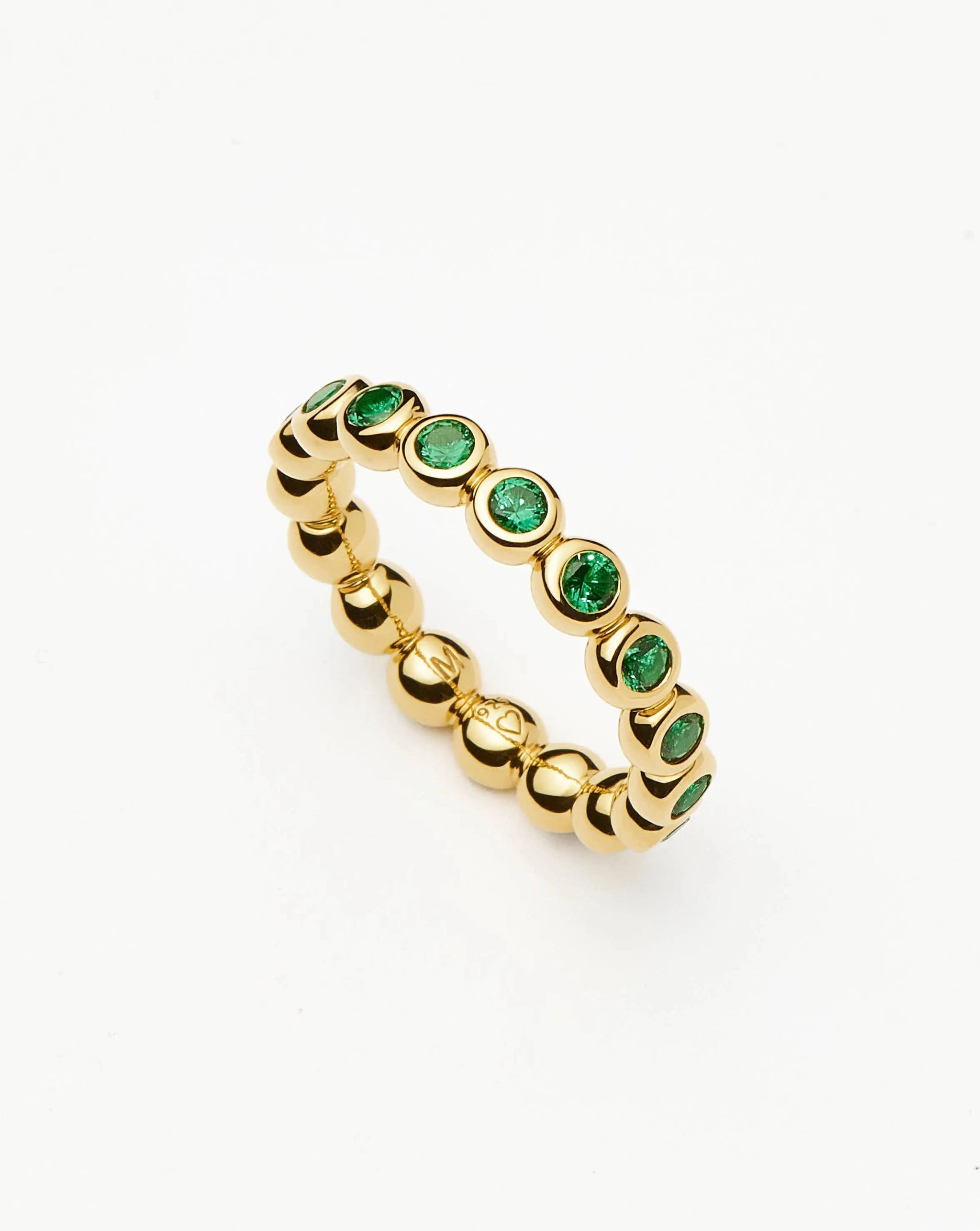 Tennis Eternity Stacking Ring | 18k Gold Vermeil/Emerald Green Nano-crystal Rings Missoma 