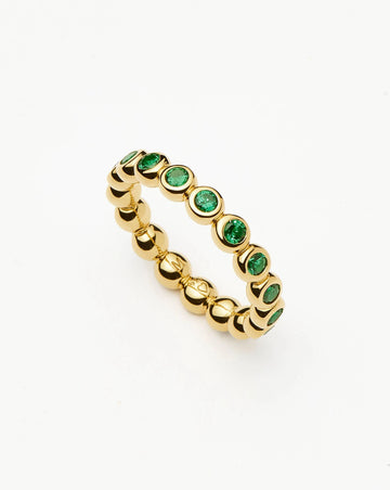 Tennis Eternity Stacking Ring | 18k Gold Vermeil/Emerald Green Nano-crystal Rings Missoma 