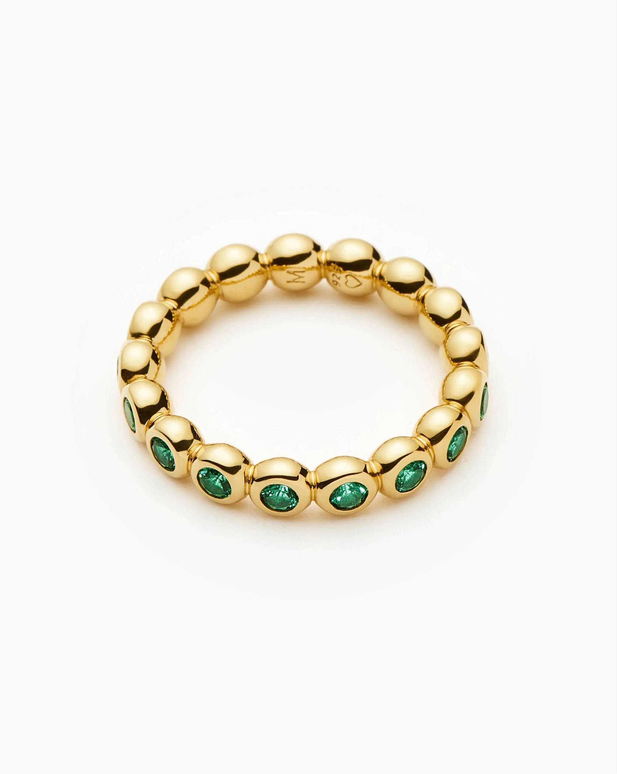 Tennis Eternity Stacking Ring | 18k Gold Vermeil/Emerald Green Nano-crystal Rings Missoma 