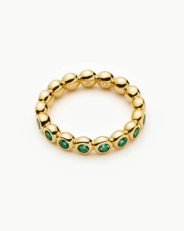 Tennis Eternity Stacking Ring | 18k Gold Vermeil/Emerald Green Nano-crystal Rings Missoma 