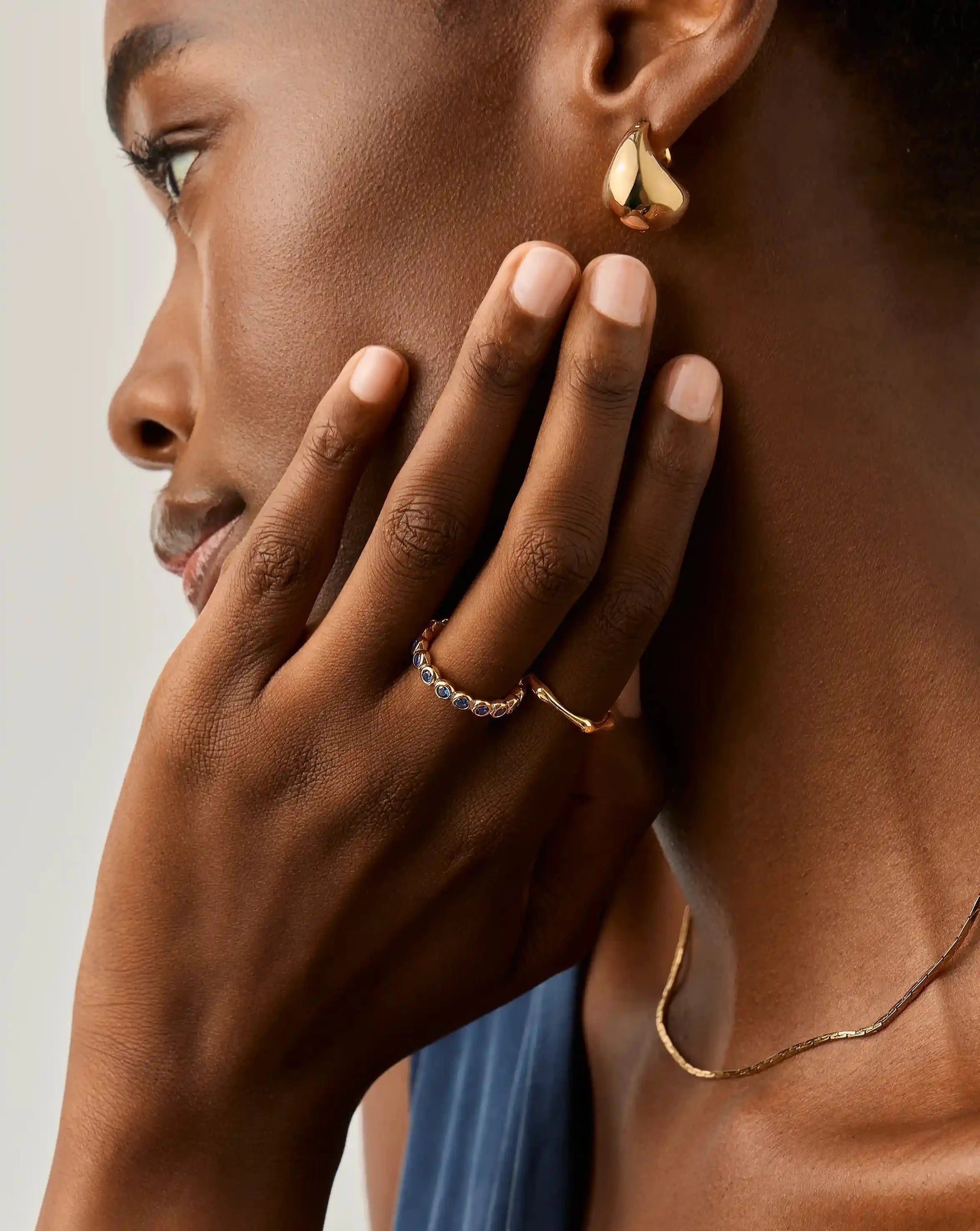 Tennis Eternity Stacking Ring | 18k Gold Vermeil/Sapphire Blue Nano-crystal Rings Missoma 